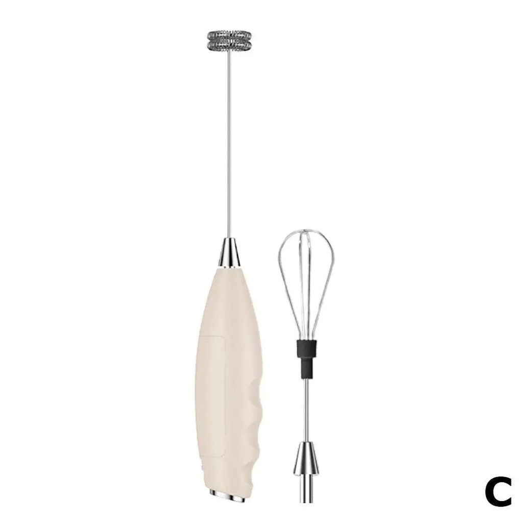 Milk Frother Handheld with Egg Whisk Attachment - Battery Operated Cordless Coffee Foamer, 2 Stainle #s_S