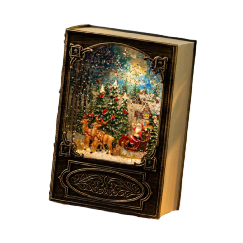 Christmas Snow Globe Music Box - Musical Lighted Snow Globe Night Light, Book or Panorama Style, USB #s_S