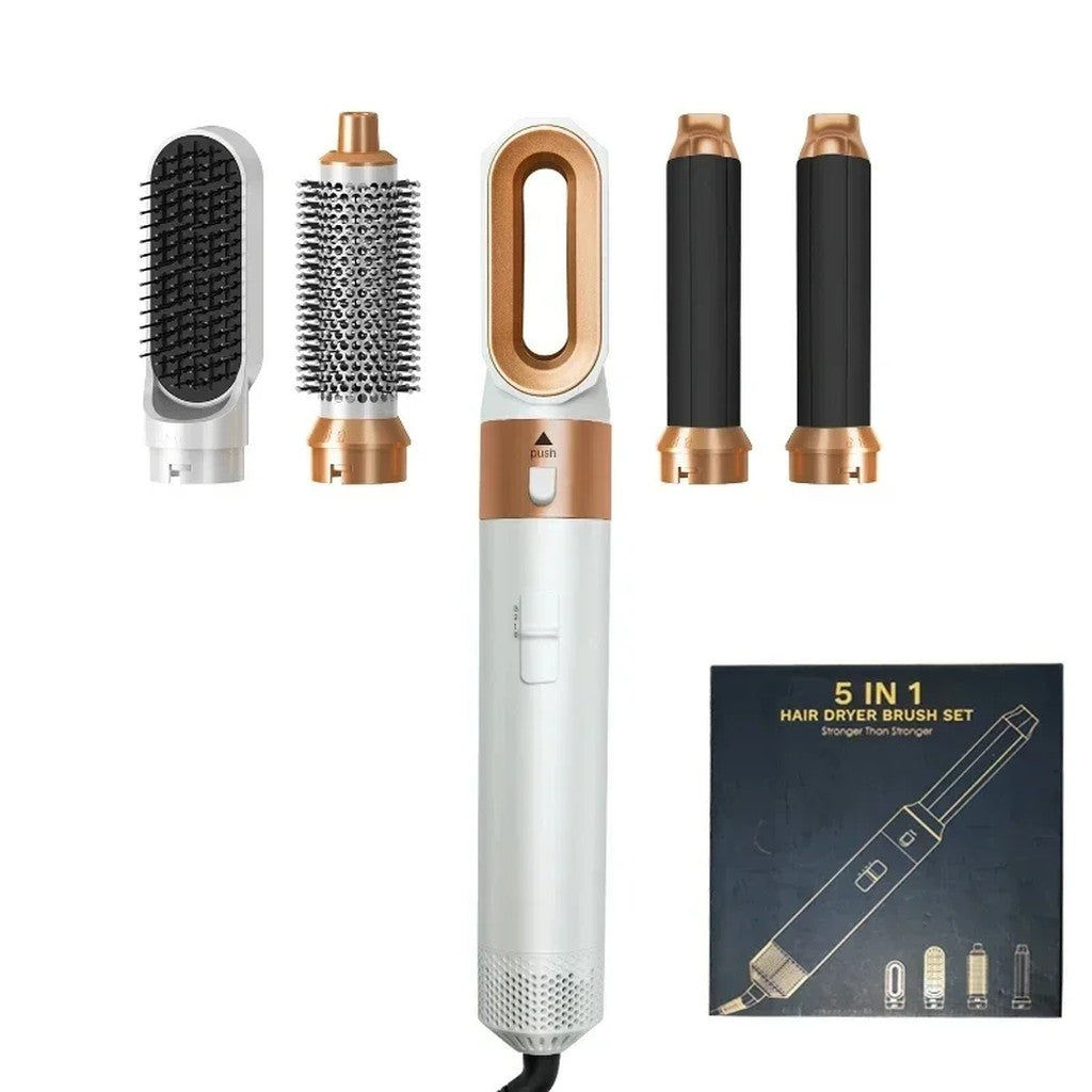 Blow Dryer Brush 5 in 1 Hair Styler Set - Hot Air Brush with 2 Air Curling Barrels, Round Brush & Sm #s_S