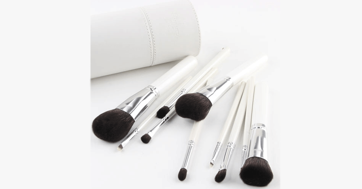 10-Piece Makeup Brush Set in Round White Case – Your Go-To Beauty Companion