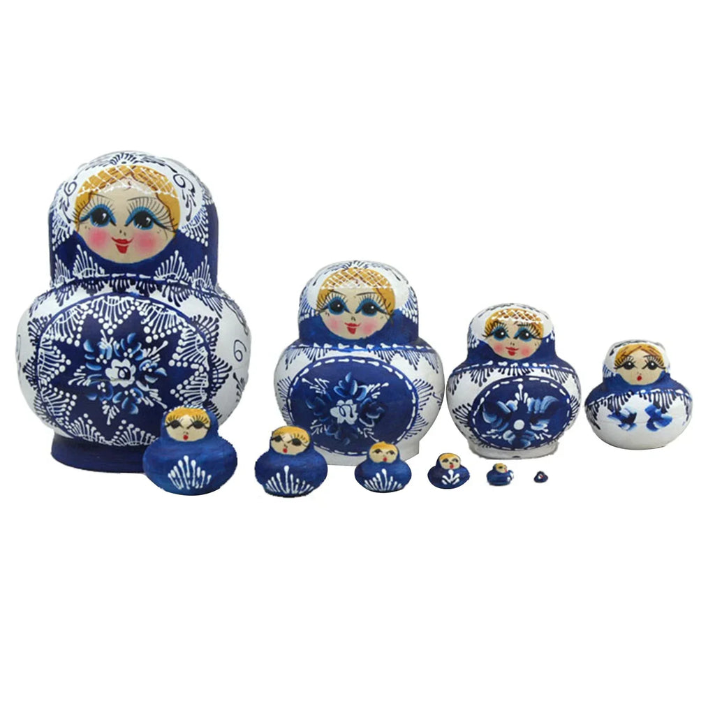 10-Piece Wooden Russian Matryoshka Nesting Doll Set