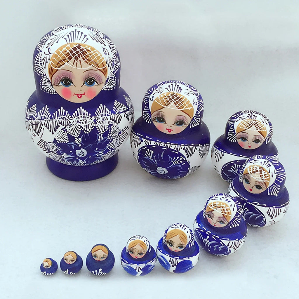 10-Piece Wooden Russian Matryoshka Nesting Doll Set