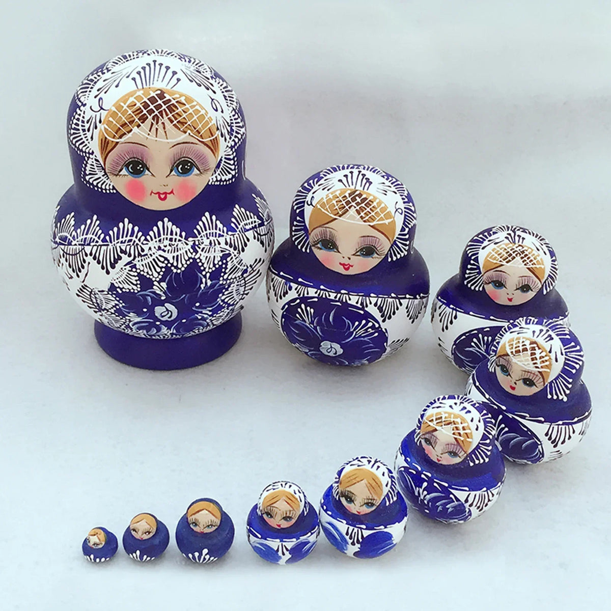 10-Piece Wooden Russian Matryoshka Nesting Doll Set