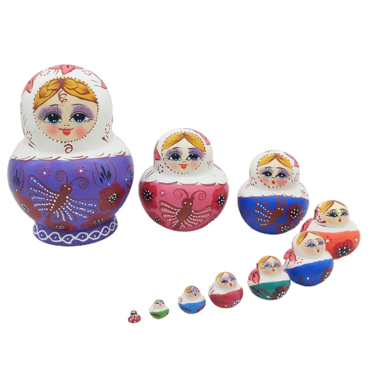 10-Piece Wooden Russian Matryoshka Nesting Doll Set