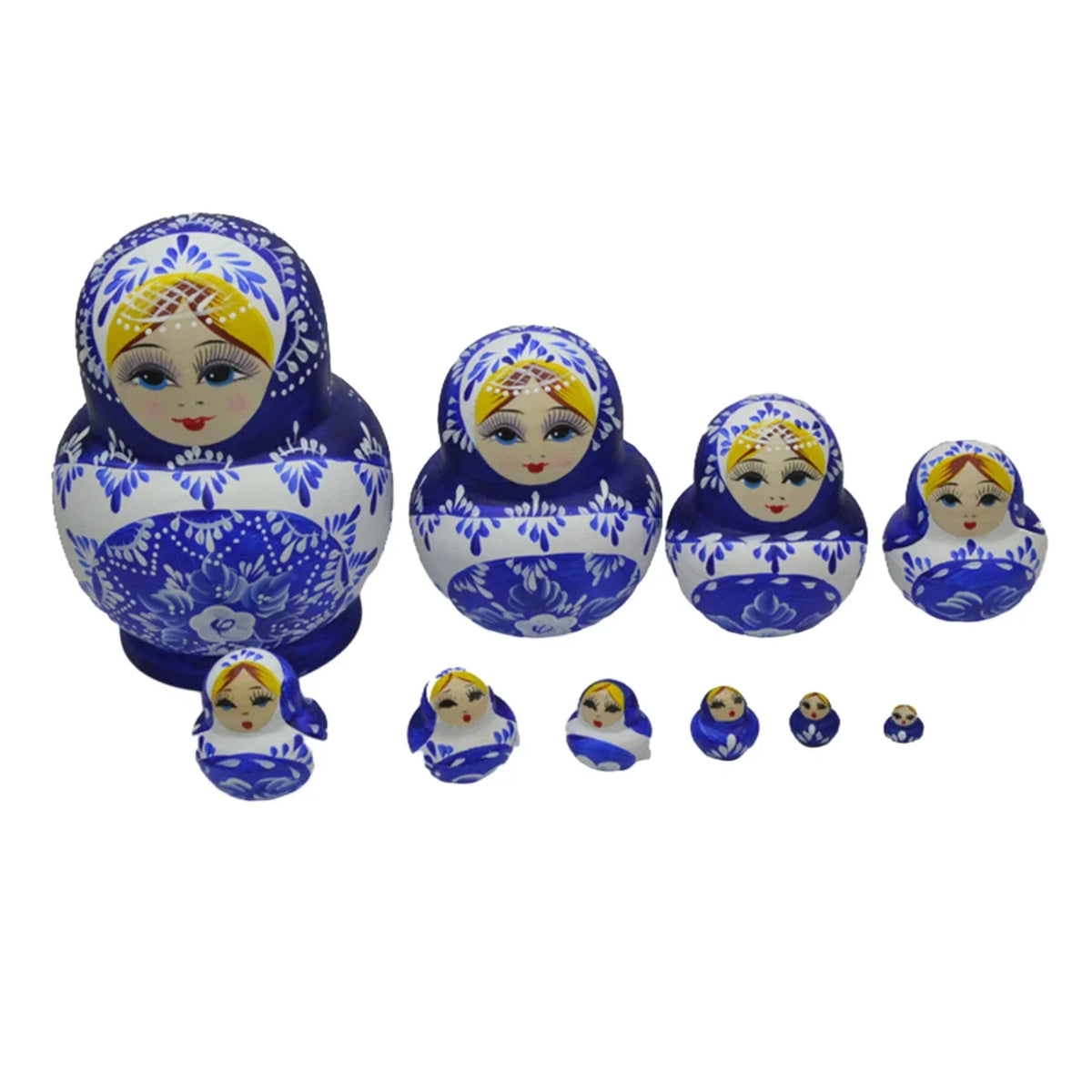 10-Piece Wooden Russian Matryoshka Nesting Doll Set