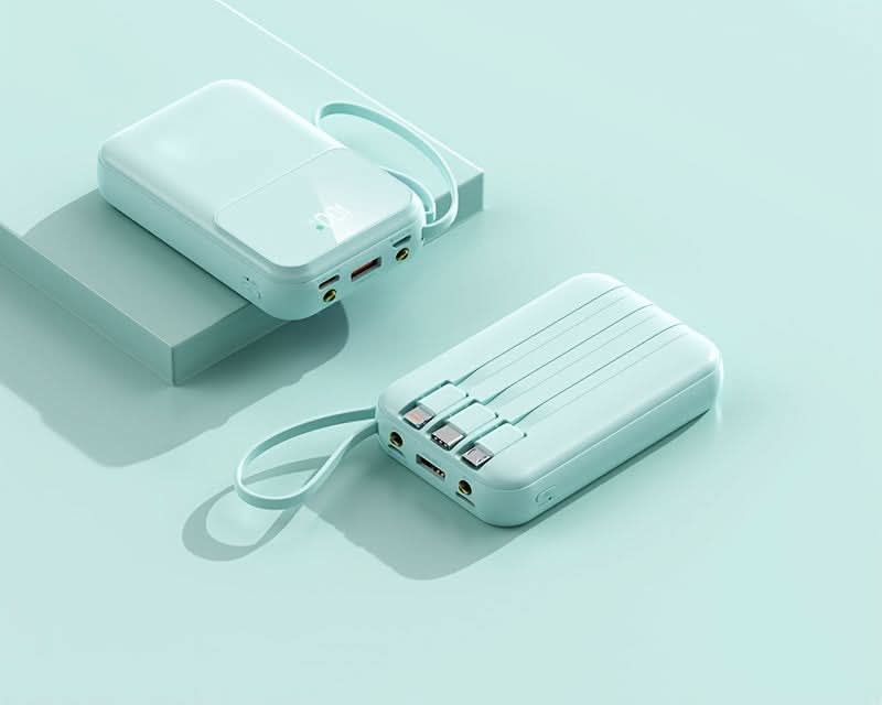 10000mAh Portable Power Bank with Built-In Cables