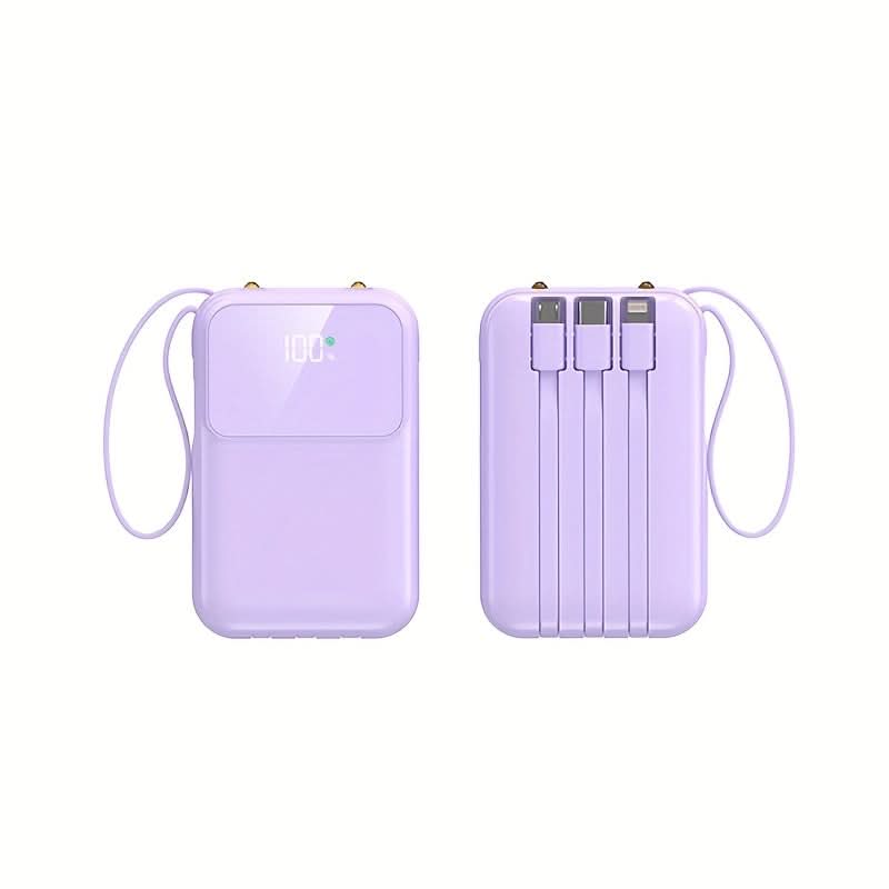 10000mAh Portable Power Bank with Built-In Cables