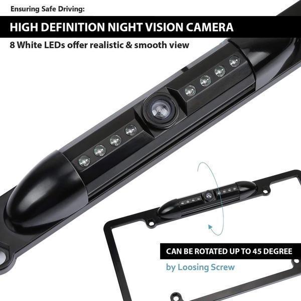 170° Wide Angle Backup Camera License Plate Frame