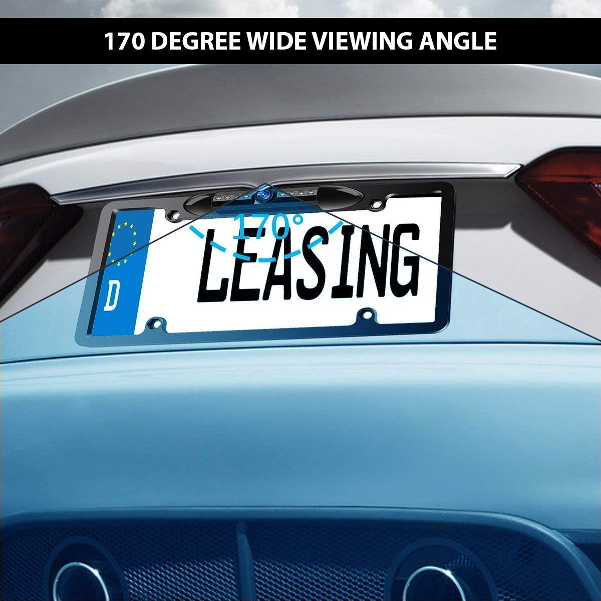 170° Wide Angle Backup Camera License Plate Frame