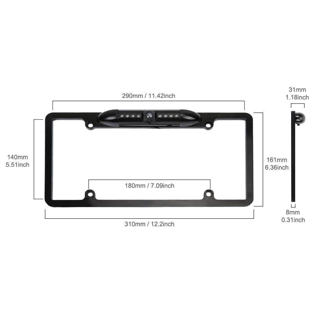 170° Wide Angle Backup Camera License Plate Frame