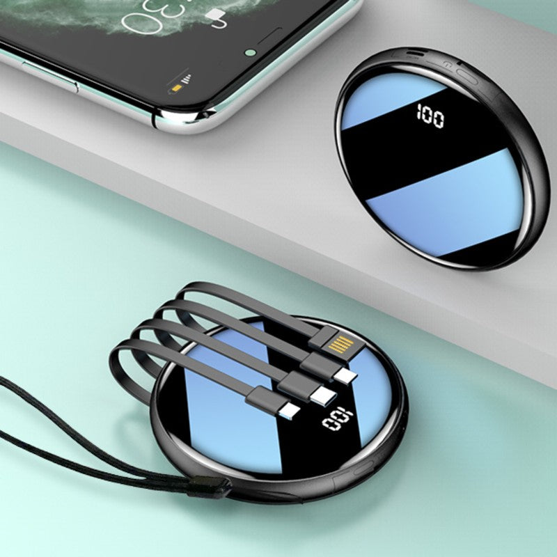 20000mAh Ultra-Thin Portable Power Bank with LED Display & Built-In Cables