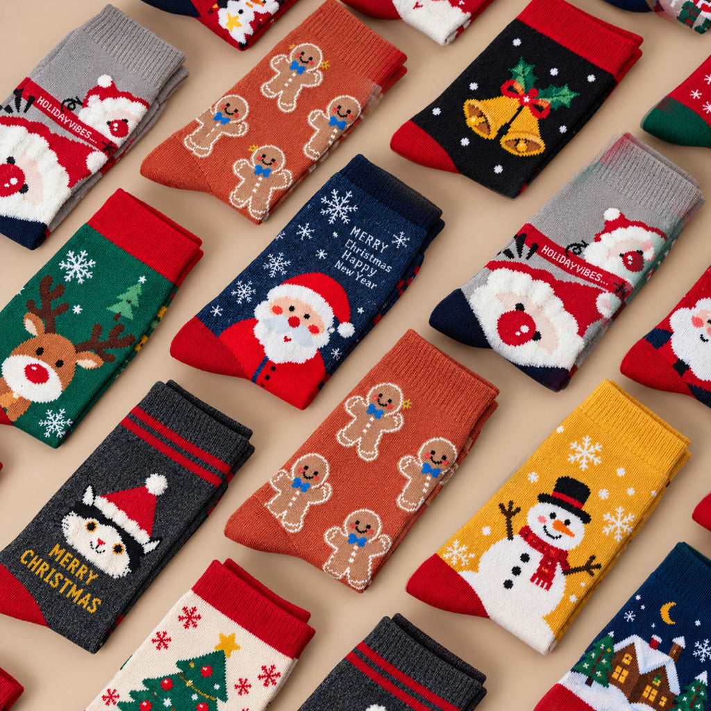 24 Days of Christmas Socks Advent Calendar, 12-Pair Mystery Sock Gift Box, Random Festive Designs, Holiday Countdown Chr