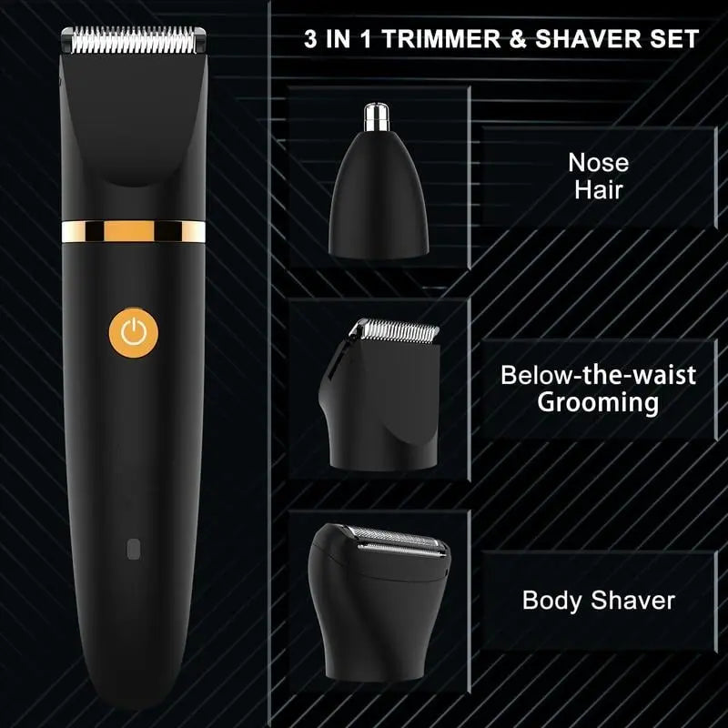 3-in-1 Electric Body Groomer for Men – Precision Trimming for Body, Face & Intimate Areas