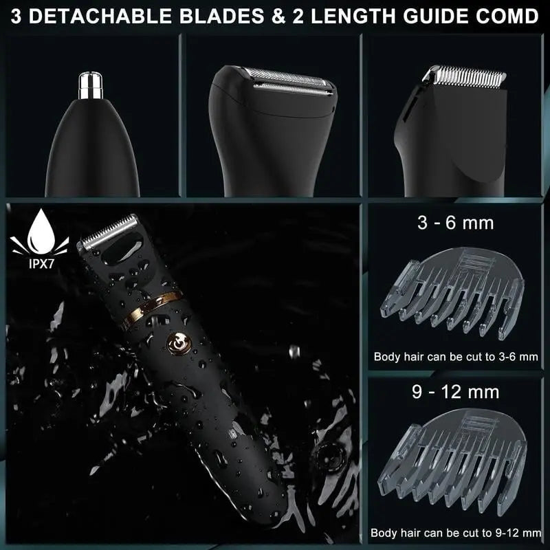 3-in-1 Electric Body Groomer for Men – Precision Trimming for Body, Face & Intimate Areas