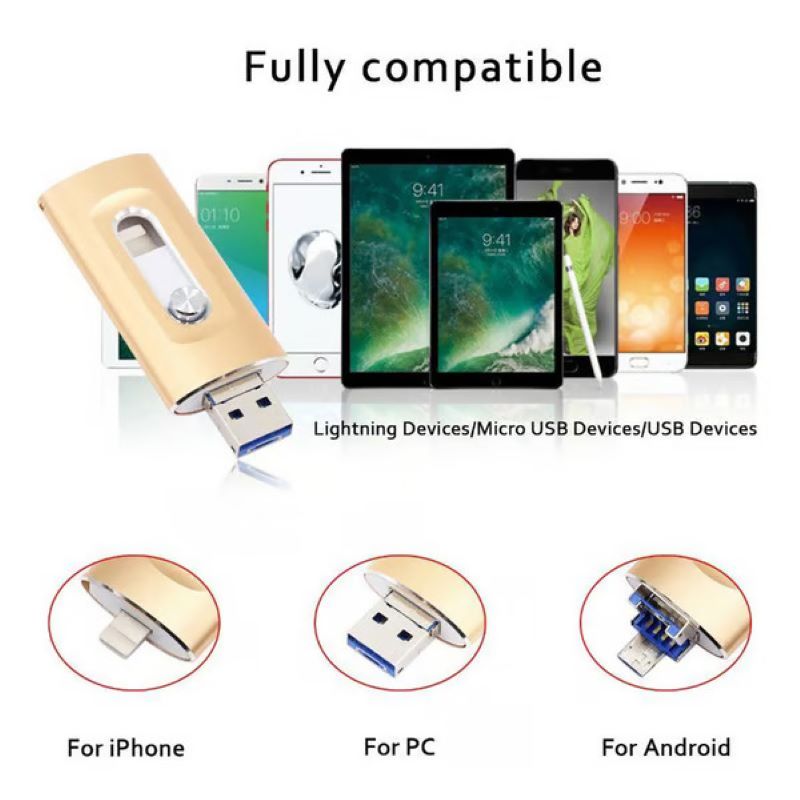 3-in-1 High-Speed USB Flash Drive for Phone, Tablet & Computer