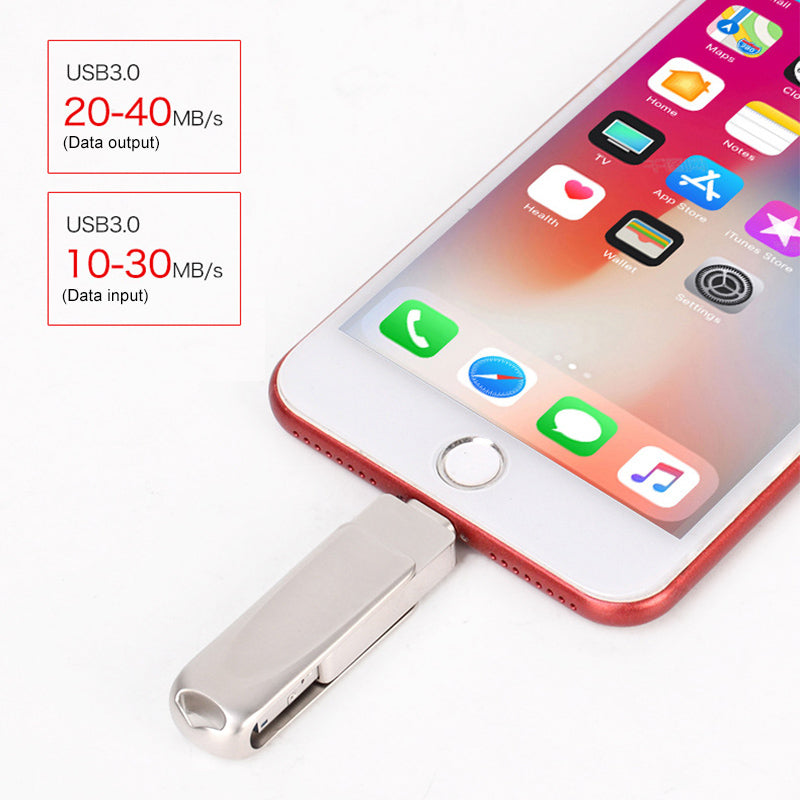 3-in-1 USB Flash Drive with Lightning, Micro-USB & USB 3.0