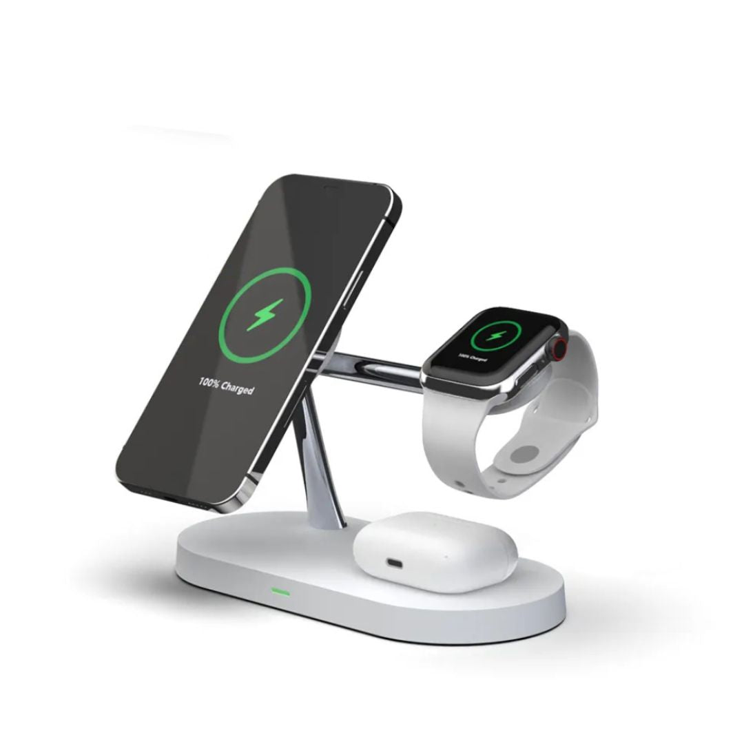 3-in-1 Wireless Charging Station for Phone, Watch & Earbuds – Fast Charge with Modern Design