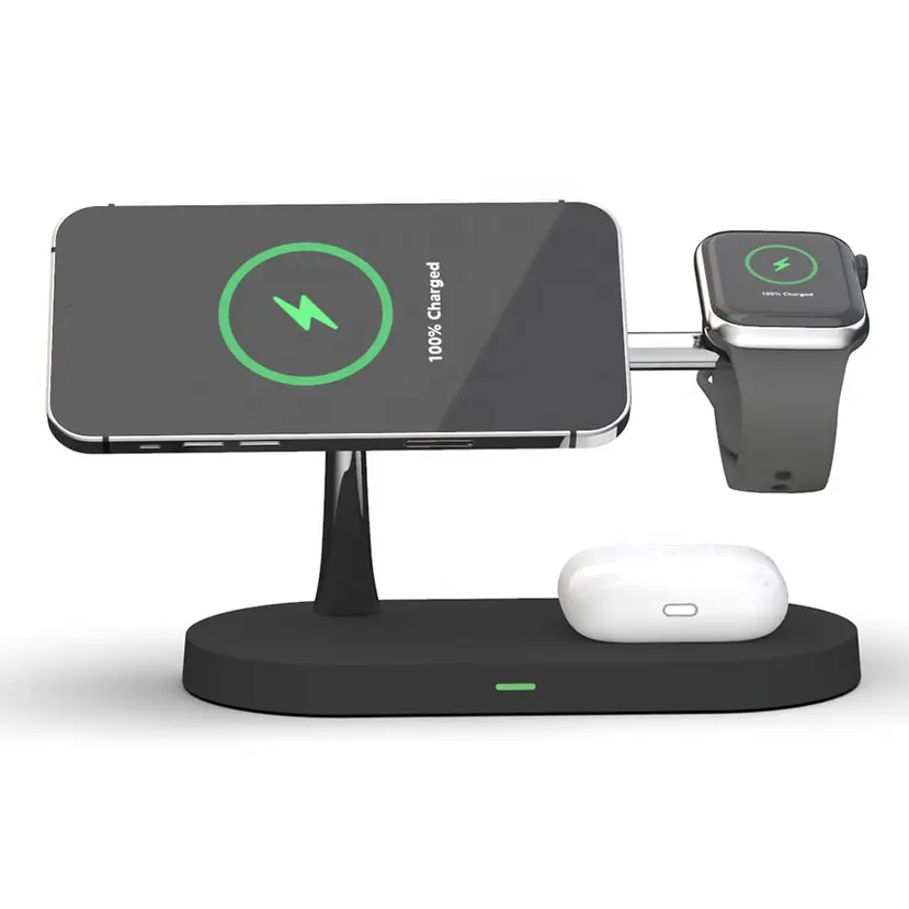 3-in-1 Wireless Charging Station for Phone, Watch & Earbuds – Fast Charge with Modern Design