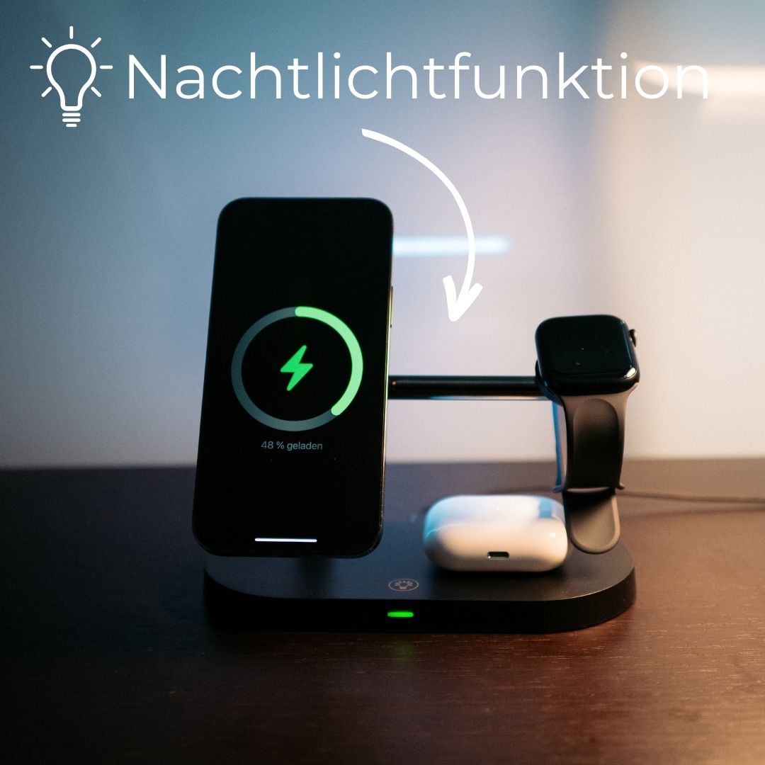 3-in-1 Wireless Charging Station for Phone, Watch & Earbuds – Fast Charge with Modern Design