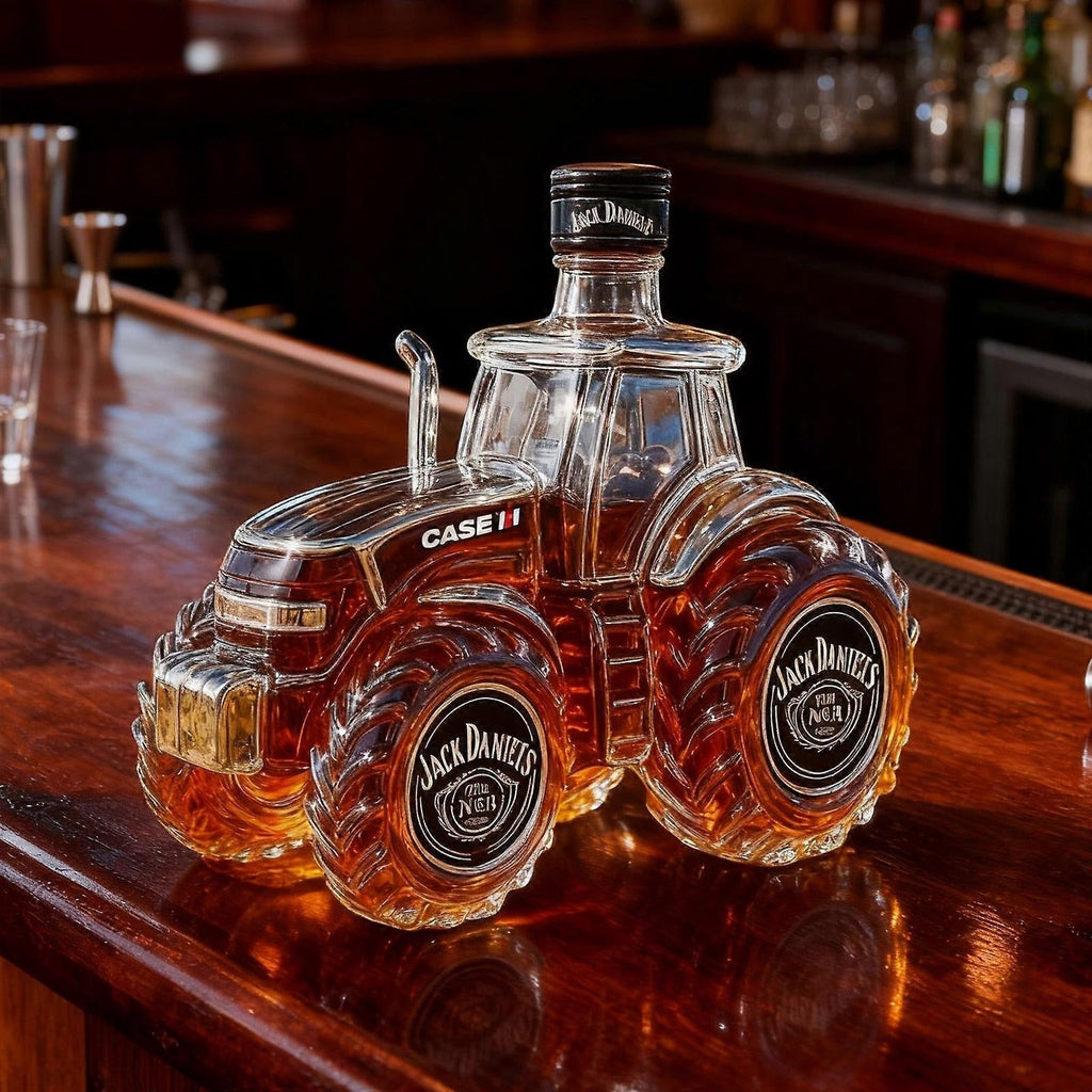300 ml Whiskey Decanter with 3D Tractor Design – Elegant Whiskey Set, Glass Liquor Bottle