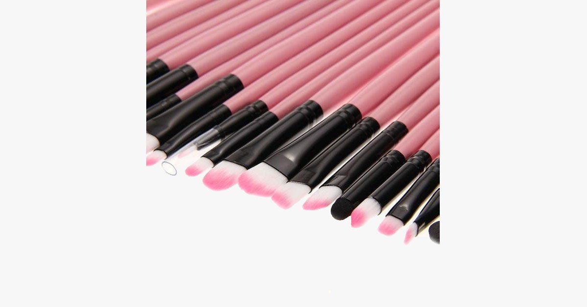 32-Piece Professional Pink Makeup Brush Set with Case