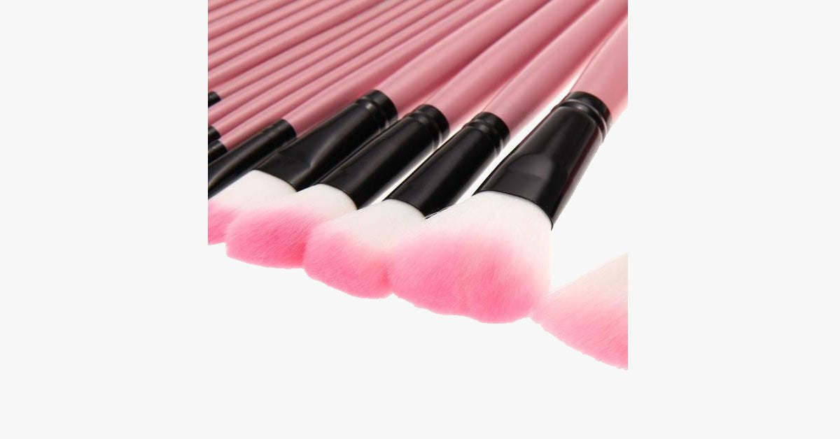 32-Piece Professional Pink Makeup Brush Set with Case