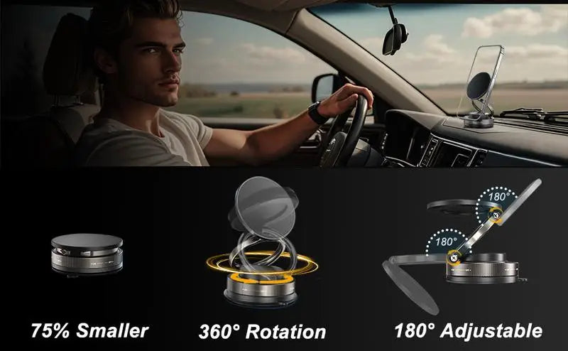 360° Rotatable Magnetic Car Phone Holder with Suction Mount