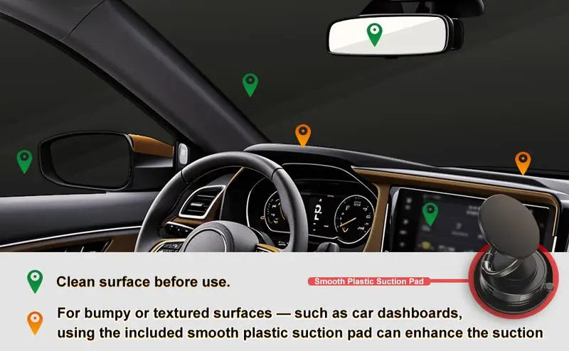 360° Rotatable Magnetic Car Phone Holder with Suction Mount
