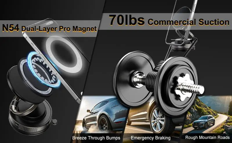 360° Rotatable Magnetic Car Phone Holder with Suction Mount