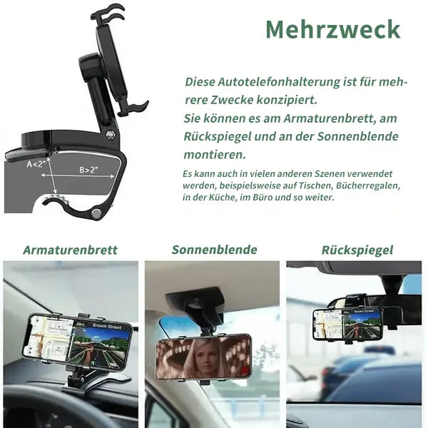 360° Rotating Car Phone Holder – Secure Dashboard & Visor Mount