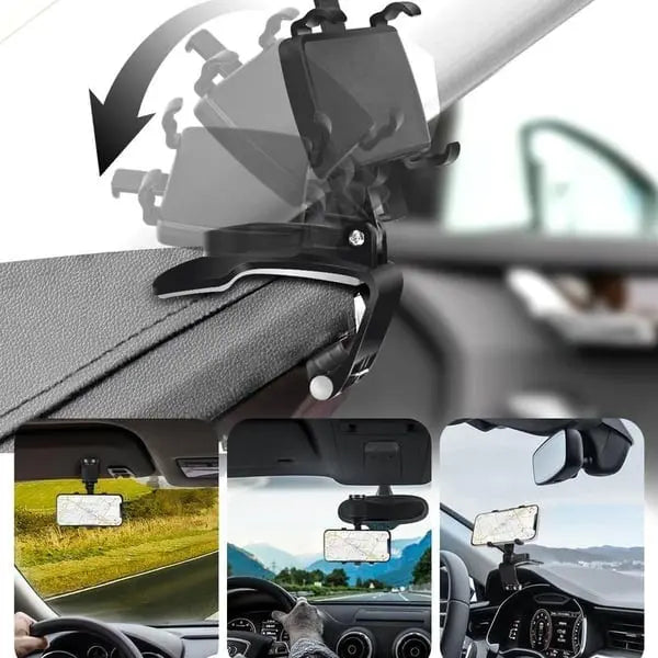 360° Rotating Car Phone Holder – Secure Dashboard & Visor Mount