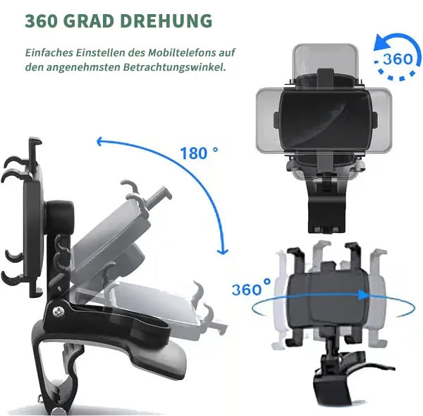 360° Rotating Car Phone Holder – Secure Dashboard & Visor Mount