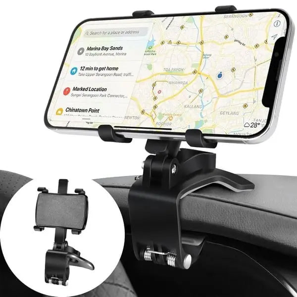 360° Rotating Car Phone Holder – Secure Dashboard & Visor Mount