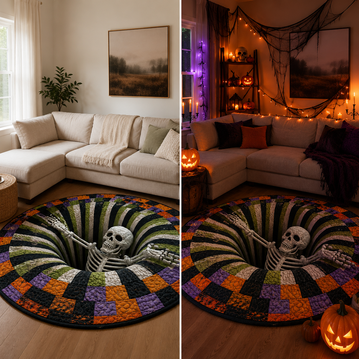 3D Skeleton Vortex Halloween Rug