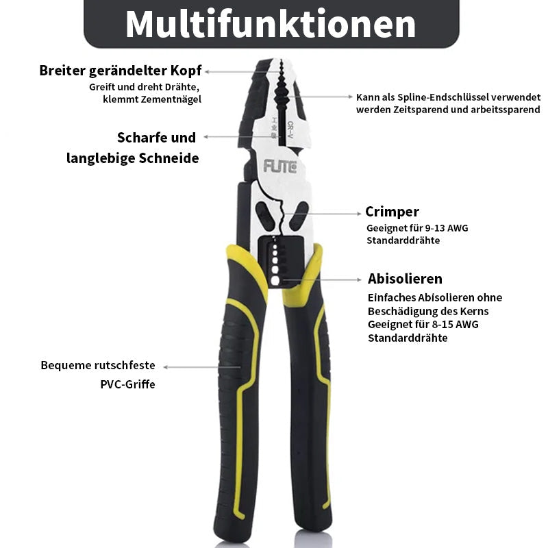 4-in-1 Lineman Pliers – Strip, Crimp, Cut & Grip
