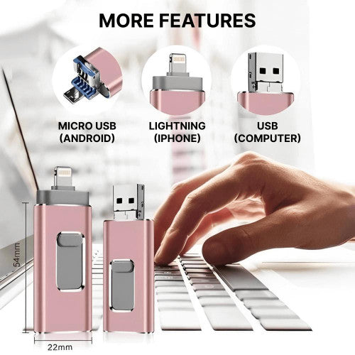 4-in-1 USB Flash Drive for iPhone & Android – 128GB High-Speed Storage for Photos, Videos & Files