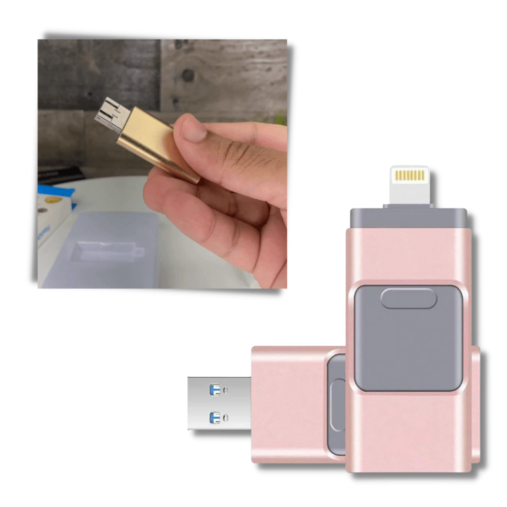 4-in-1 USB Flash Drive with Lightning, USB-C & Micro USB