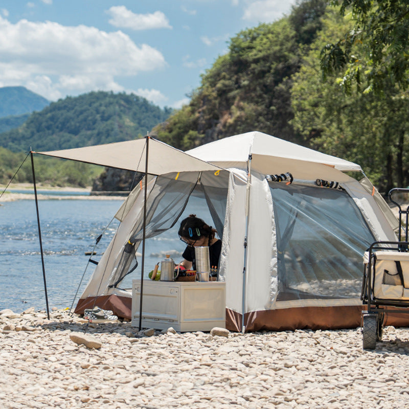 4-Person Camping Tent with Expandable Sun Canopy