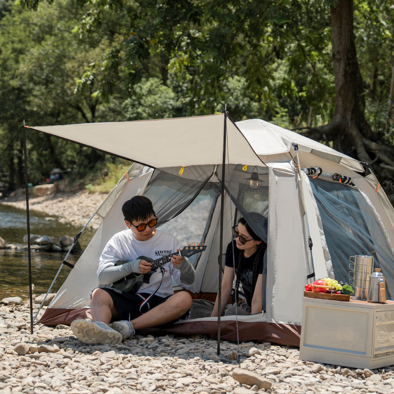 4-Person Camping Tent with Expandable Sun Canopy