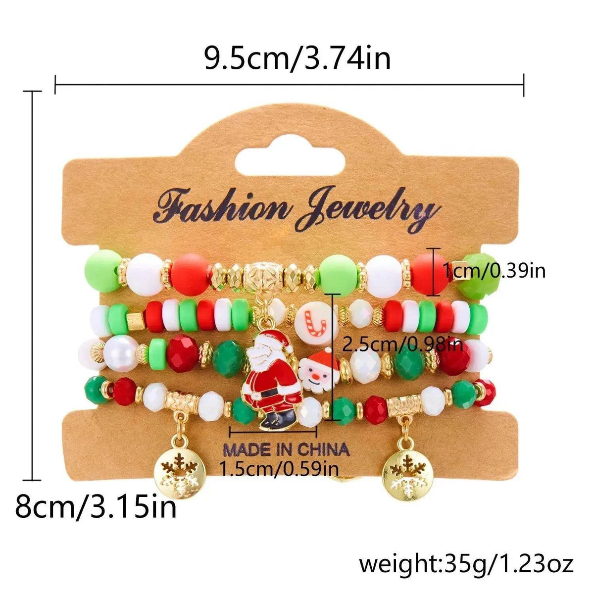 4-Piece Christmas Snowman Handmade Beaded Bracelet Set