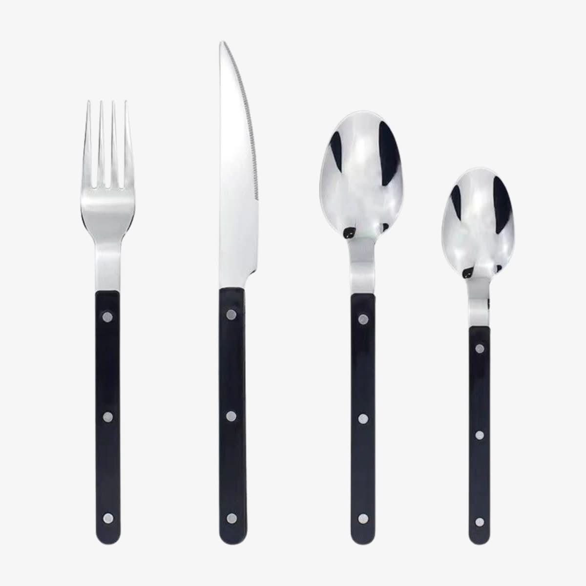 4-Piece Stainless Steel Flatware Set with Engraved Design