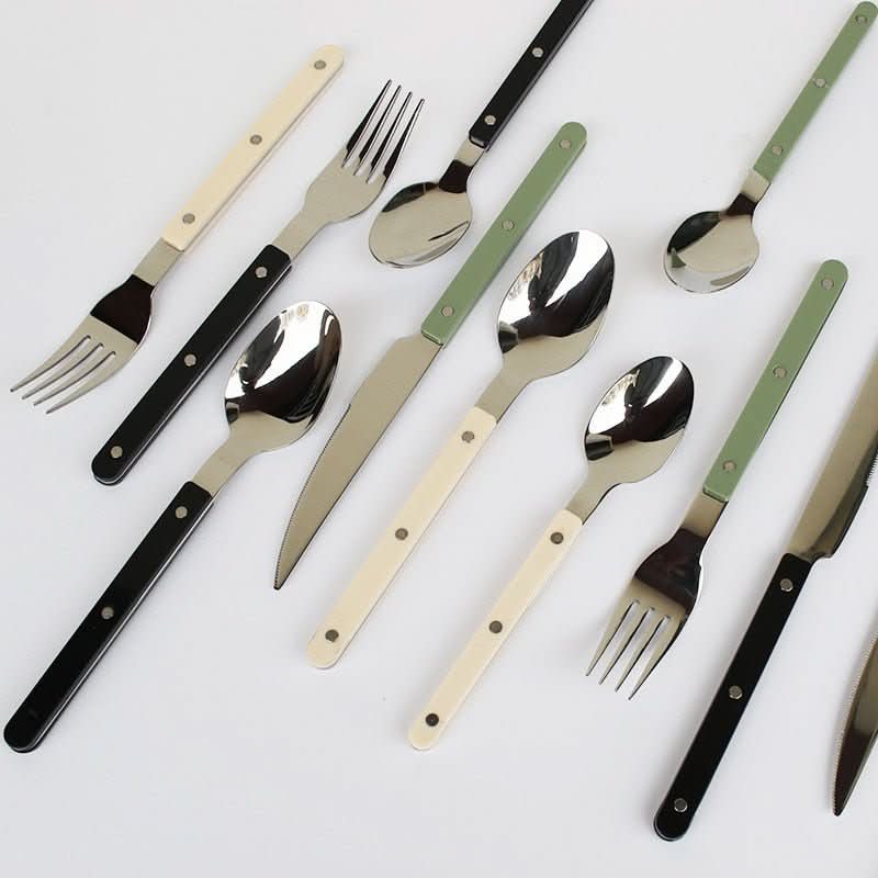 4-Piece Stainless Steel Flatware Set with Engraved Design