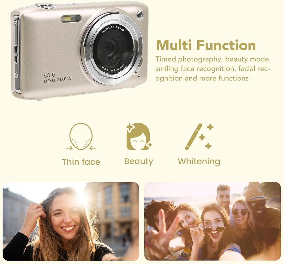 4K Compact Digital Camera with 58MP Photos and 16X Zoom – Lumora