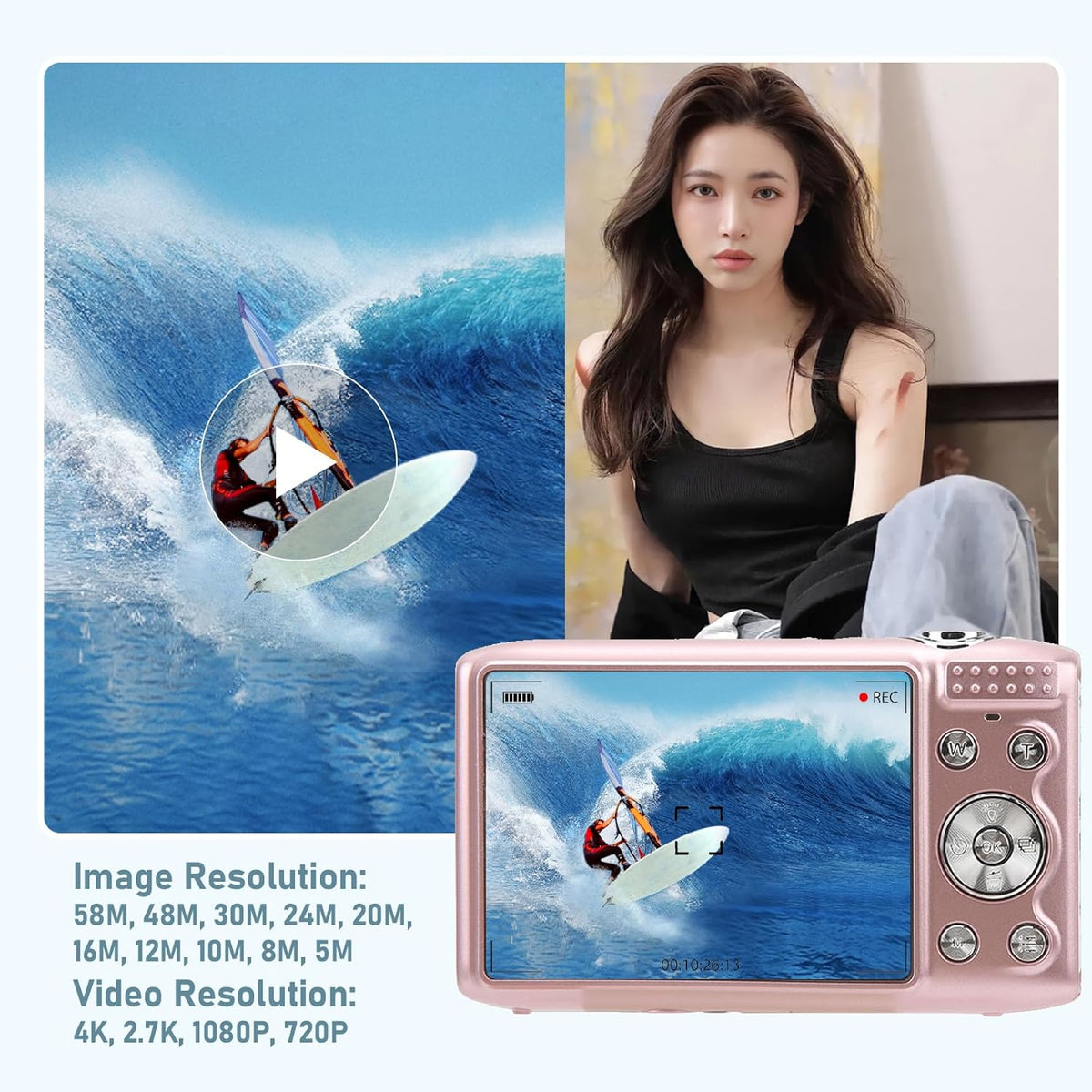 4K Compact Digital Camera with 58MP Photos and 16X Zoom – Lumora