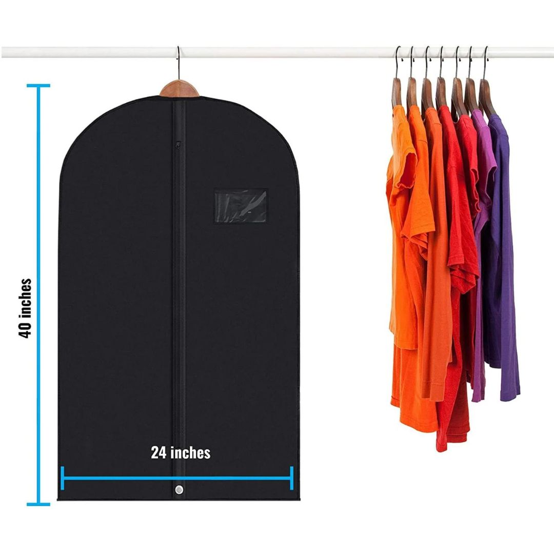 5 Premium Garment Bags with Clear Window & Water-Repellent Fabric - 40"/54"