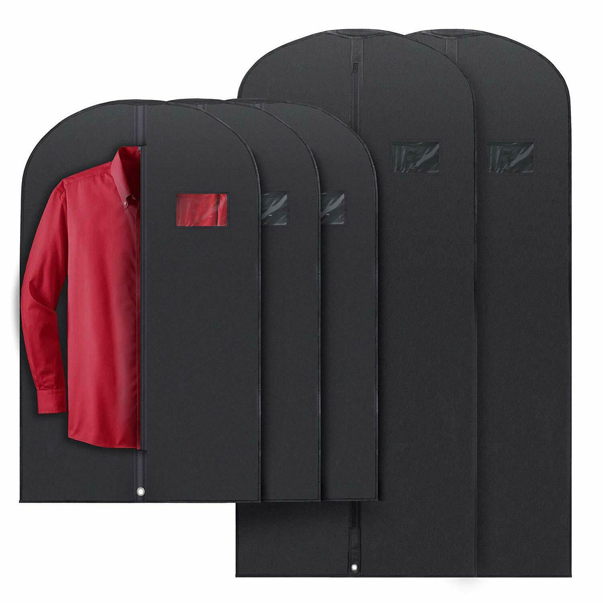 5 Premium Garment Bags with Clear Window - Water-Resistant Travel & Storage - 40"/54"