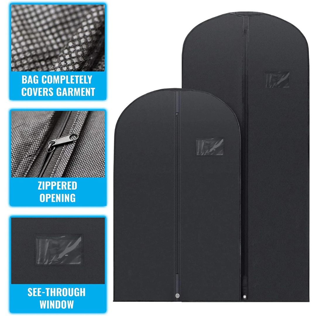5 Premium Garment Bags with Clear Window - Water-Resistant Travel & Storage - 40"/54"