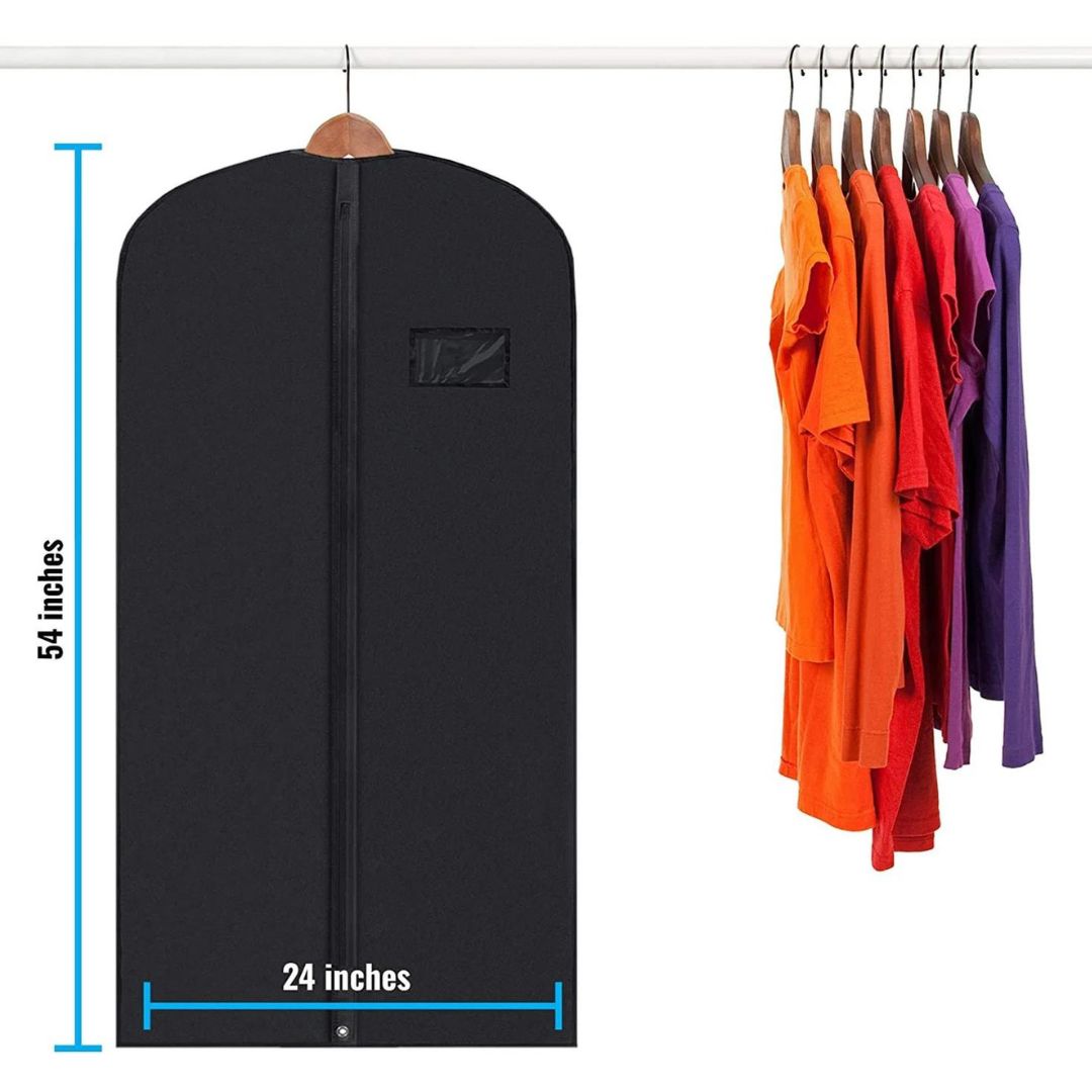 5 Premium Garment Bags with Clear Window - Water-Resistant Travel & Storage - 40"/54"