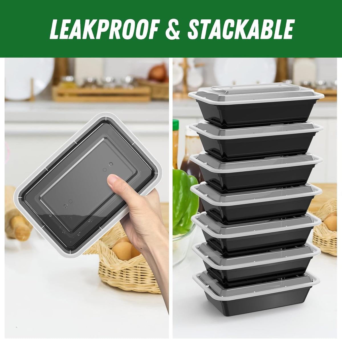 50-Pack Reusable Meal Prep Containers with Lids, Leakproof