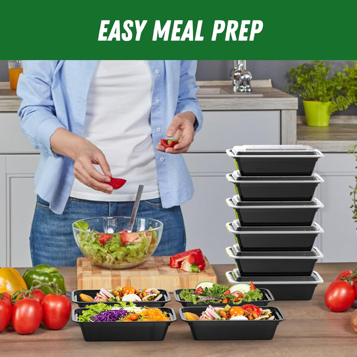 50-Pack Reusable Meal Prep Containers with Lids, Leakproof